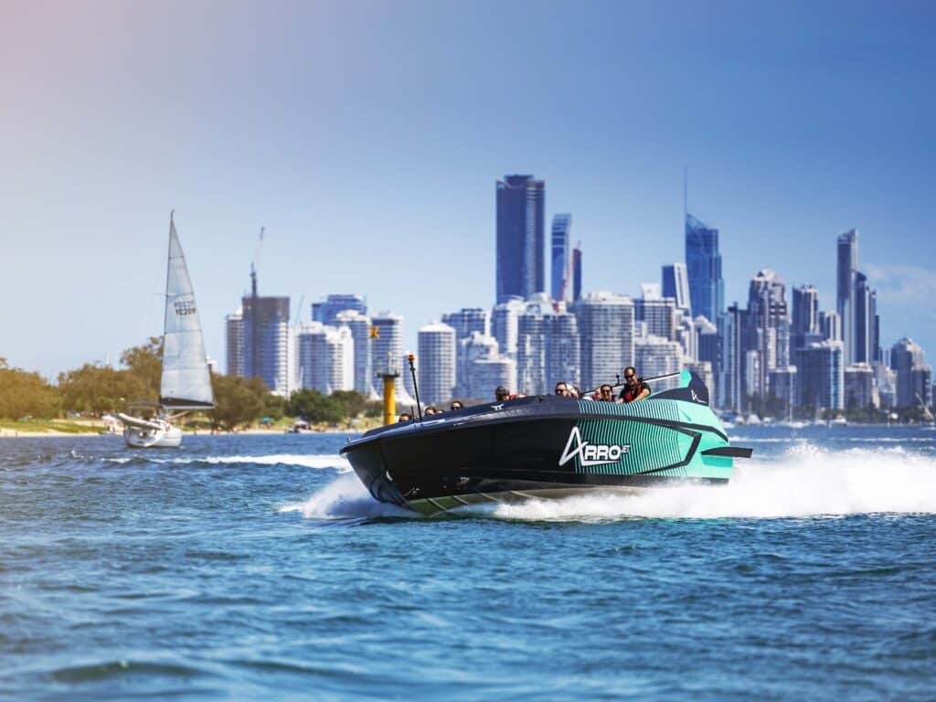 ArroJet passing the Gold Coast skyline