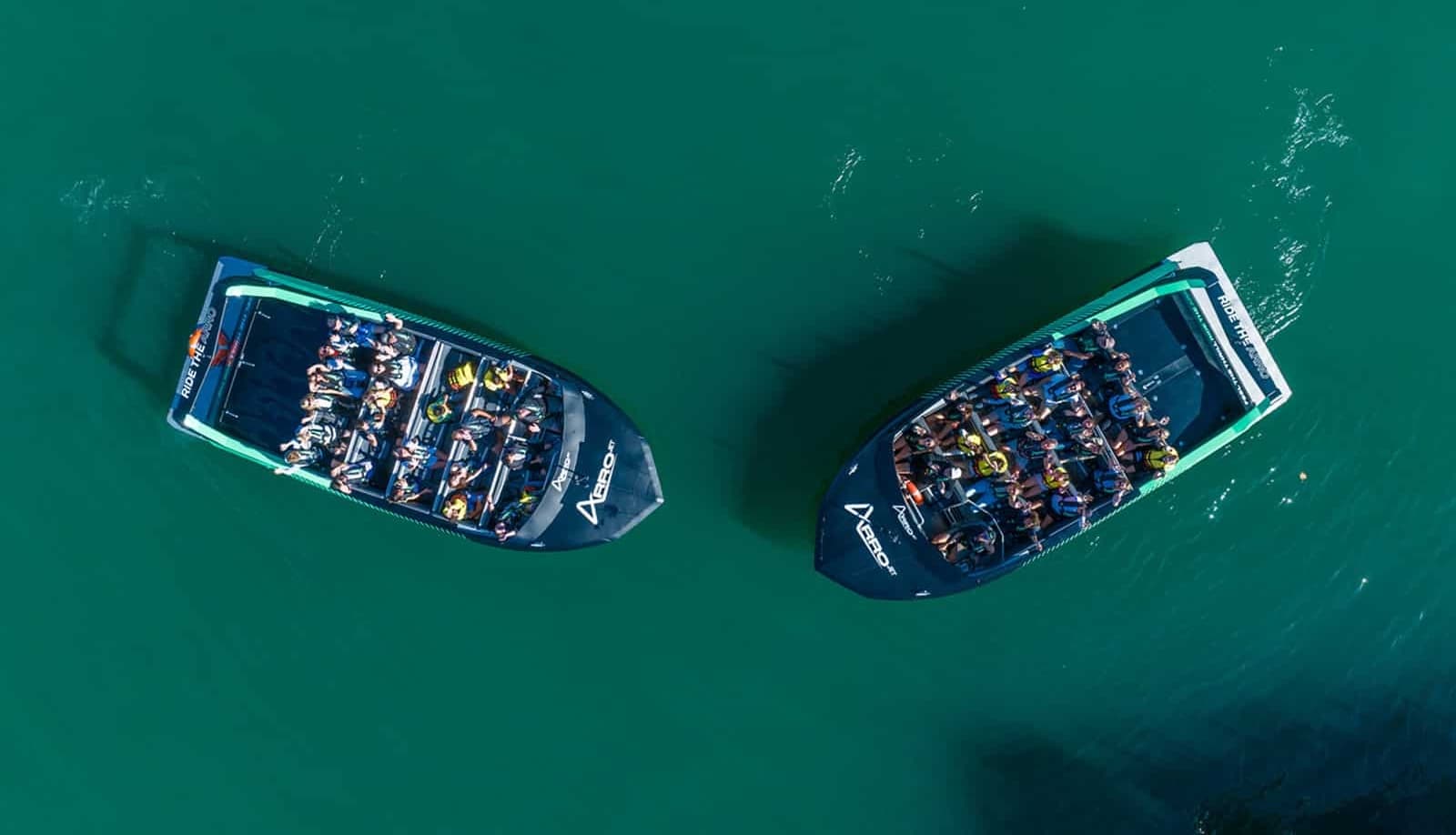 Two Arro Jet boats birds eye view