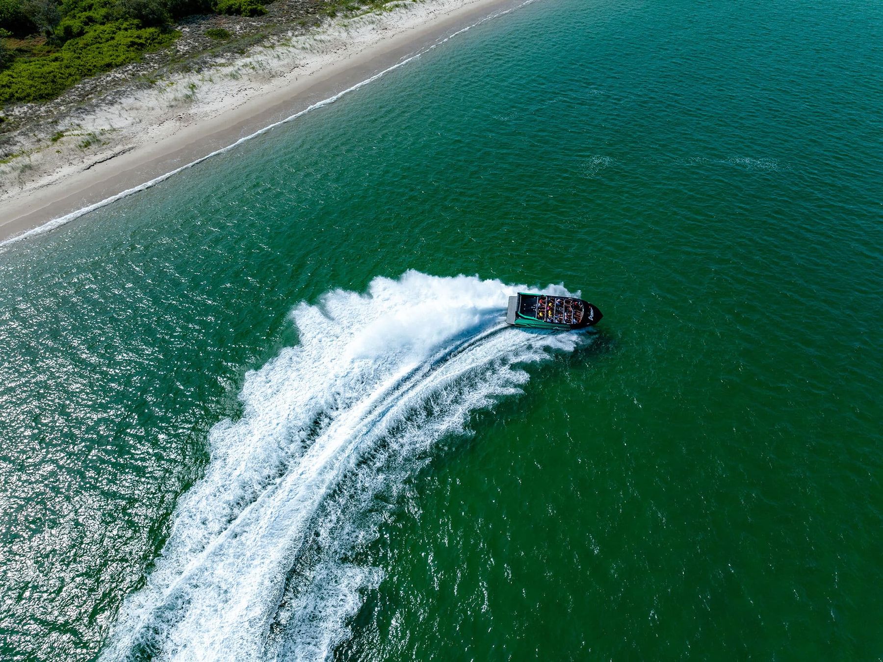 Arro Jet boat drifting across the Broadwater